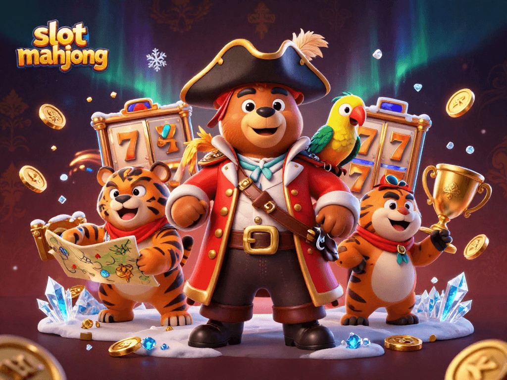 Engage with slot mahjong in an action-packed casino scene featuring animated characters and vibrant game elements.