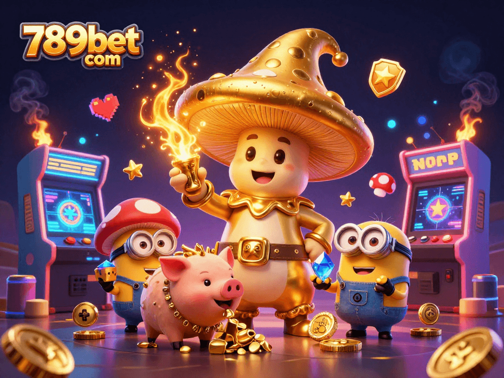 Engage with thrilling games at 789bet com's dazzling arcade scene, showcasing magical treasures.