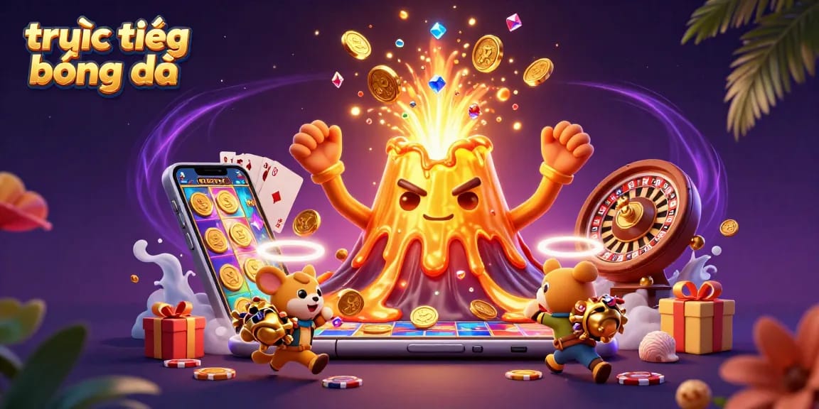 Experience the excitement of trực tiếp bóng đá with vibrant casino elements like coins and games.