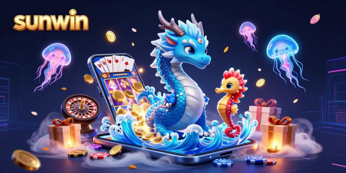 Experience winning spins with sunwin's vibrant casino adventure illustrated in 3D.