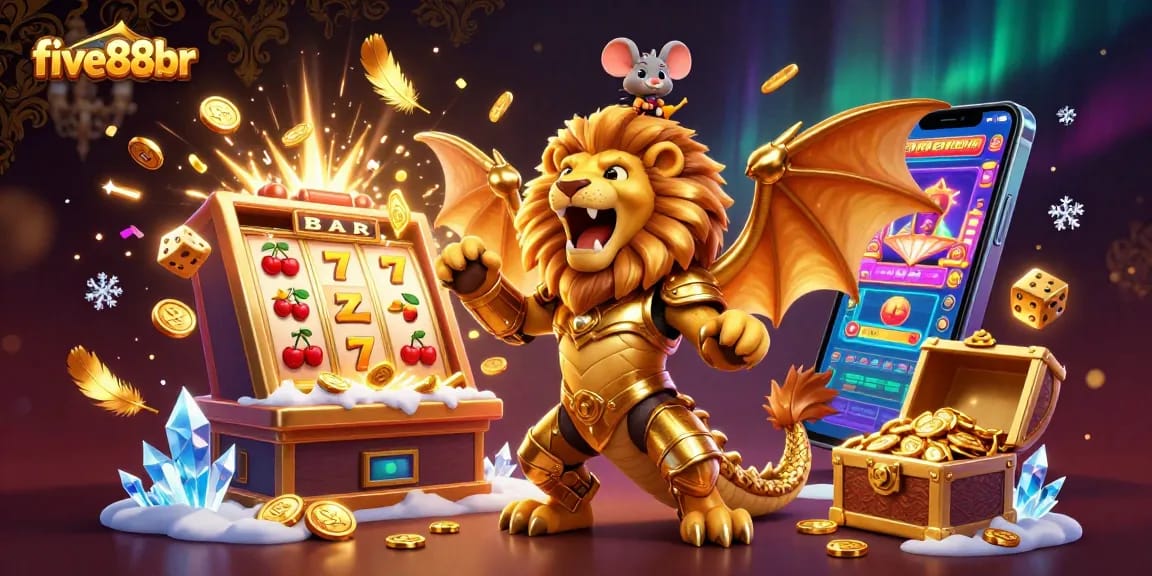 Experience thrilling jackpots at five88br with a lively 3D casino scene bursting with dynamic gaming action.