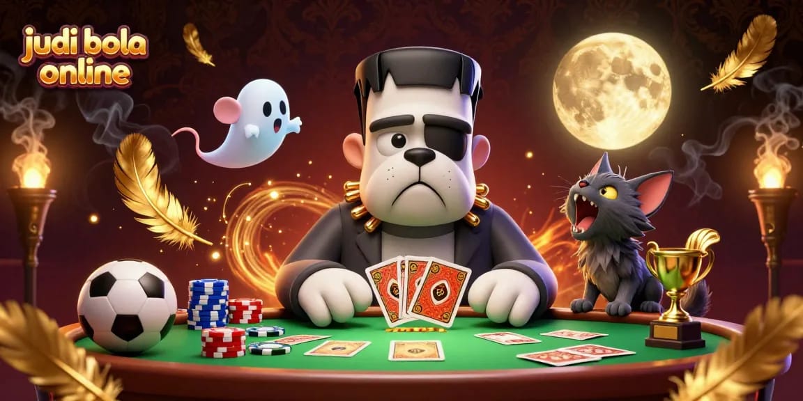 Experience thrilling judi bola online action with a vibrant 3D illustrated scene featuring unique characters.