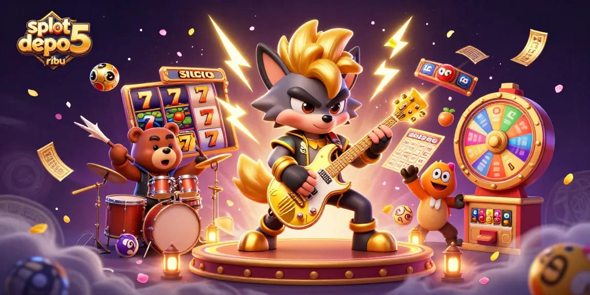 Experience thrilling action with slot depo 5 ribu on an electrifying casino stage featuring cartoon characters and dynamic elements.