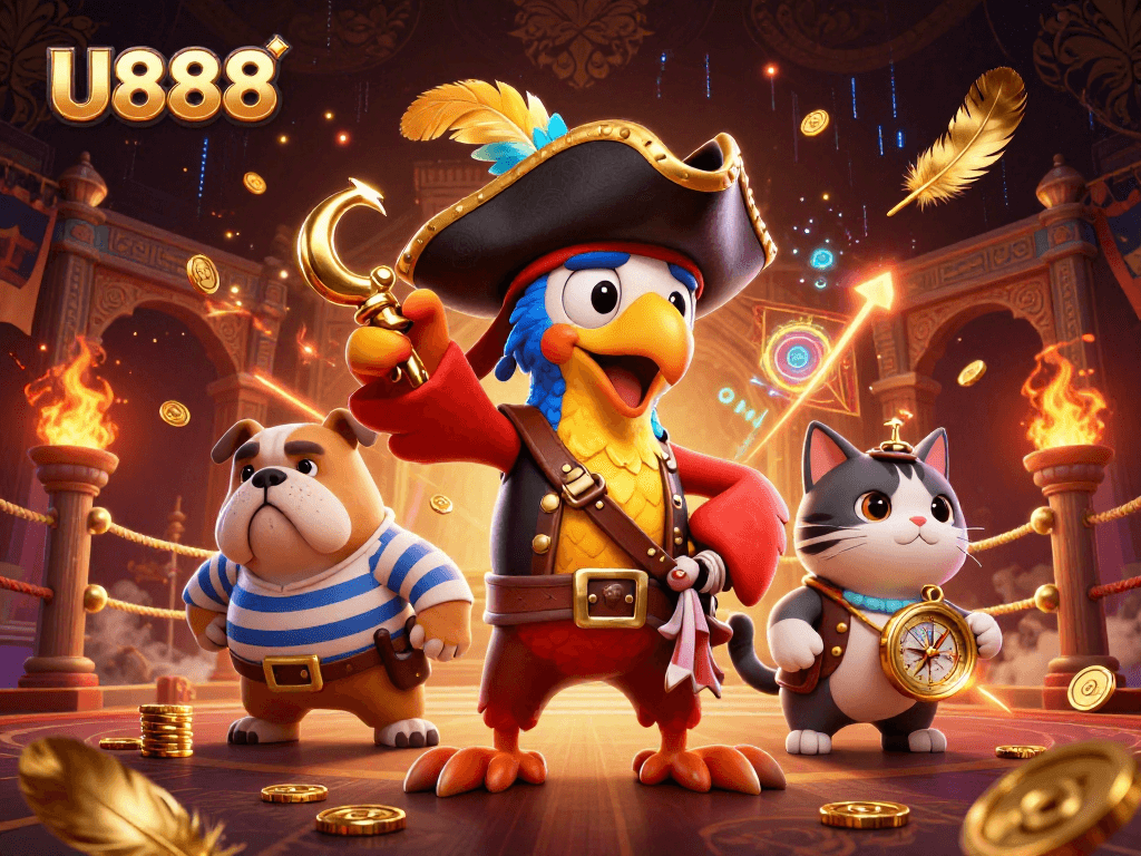 Experience exhilarating gameplay at U888, showcasing a vibrant sports betting scene with dynamic characters and immersive details.