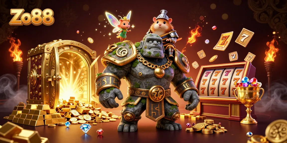 Experience winning adventures with Zo88's vibrant casino scene filled with treasure and excitement.