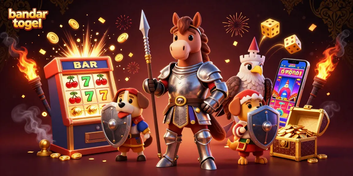 Experience exciting bandar togel action with medieval characters amidst vibrant casino elements.