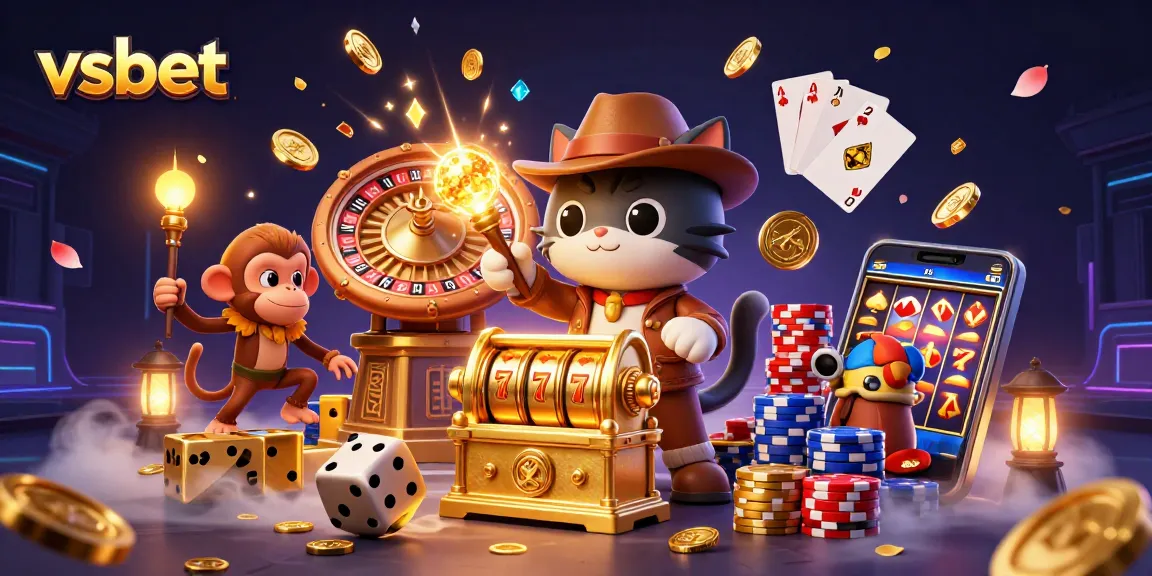 Explore golden winnings at vsbet with a cat archaeologist and dynamic casino elements.