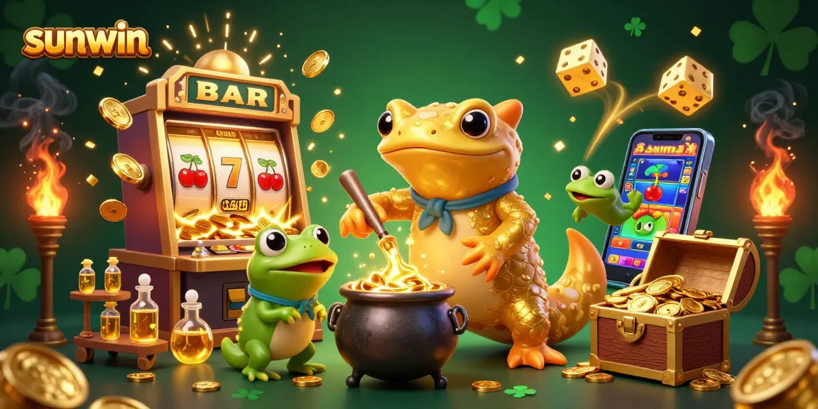 Experience sunwin's vibrant casino magic with golden salamander alchemist and lively gaming elements.