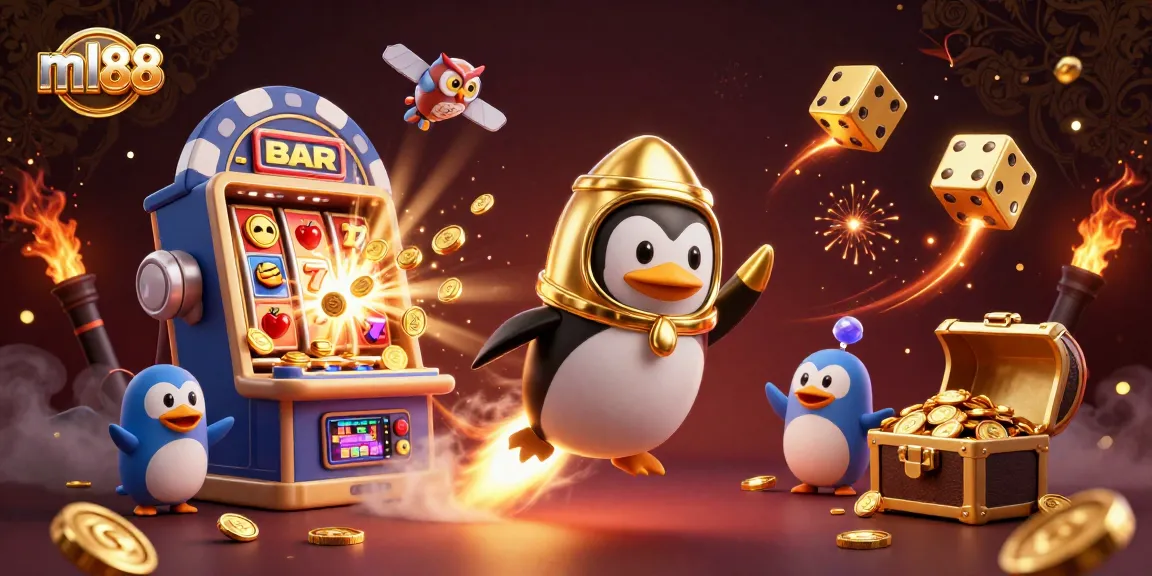 Experience the excitement of ml88 casino with a rocket-powered penguin and jackpot explosions.
