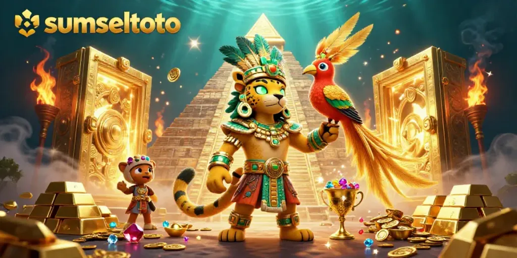 Experience the thrill of sumseltoto with vibrant Mayan-inspired casino elements and treasure.