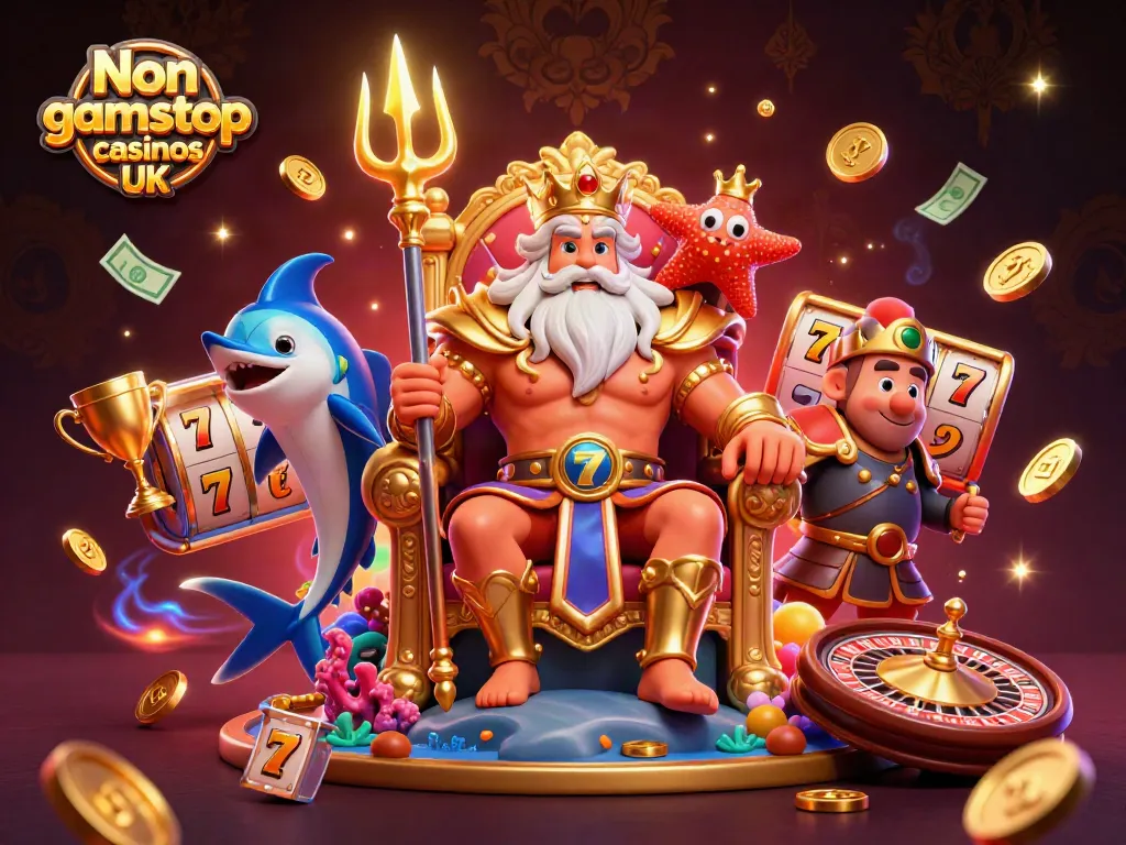 Experience vibrant Non gamstop casinos UK with a lively underwater casino setting featuring Neptune.