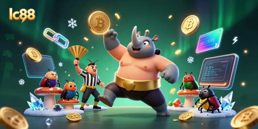 Experience exciting victories with lc88 in a vibrant digital casino scene featuring unique characters.