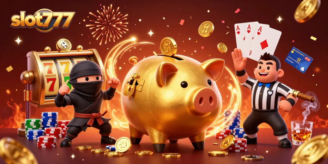 Experience thrilling wins with slot777 as the golden piggy bank hero triumphs in a vibrant casino