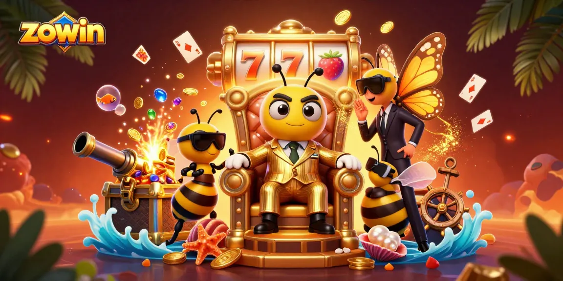 Join the excitement at Zowin with this dynamic illustration of a casino scene featuring thrilling slot elements.