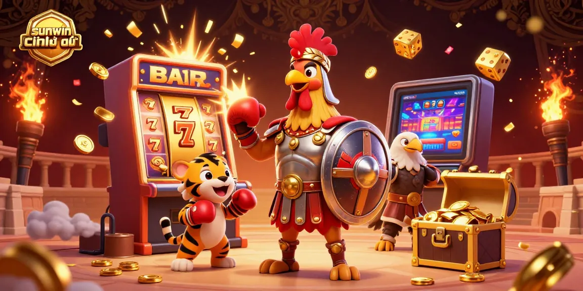 Engage in thrilling gameplay with sunwin chính thức, featuring a gladiator rooster and exciting slot machines.