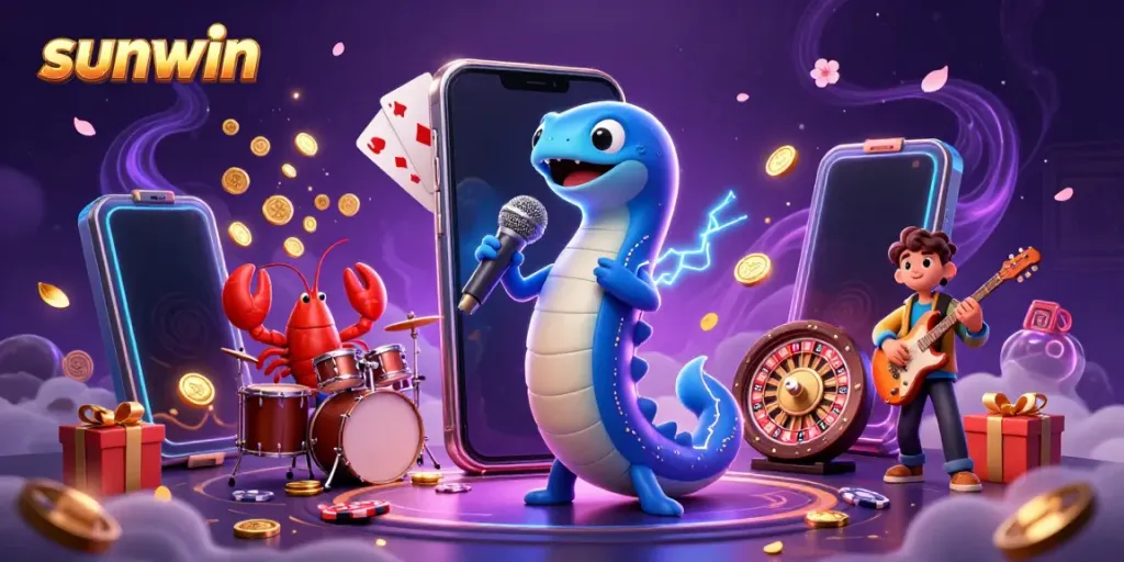 Experience the energetic performance at sunwin's underwater casino with colorful slot games and engaging characters.