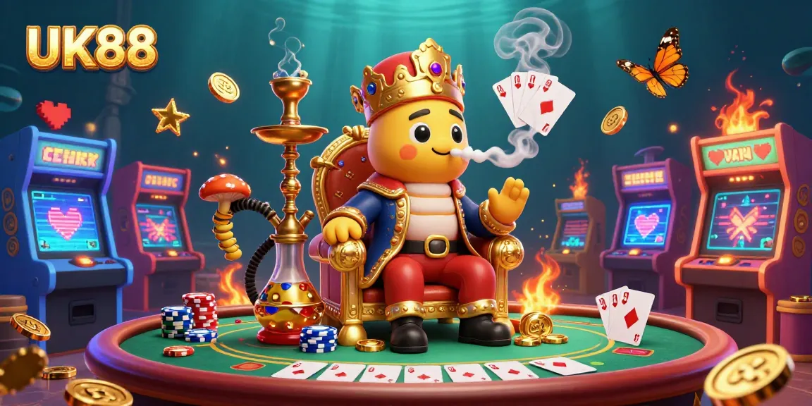 Engage with the UK88 casino world as an animated caterpillar masterfully mixes smoke rings and poker symbols in vibrant 3D.