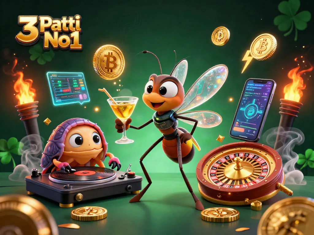 Engage with 3 Patti No1 through this unique illustration featuring an exciting casino scene with diverse gambling elements.