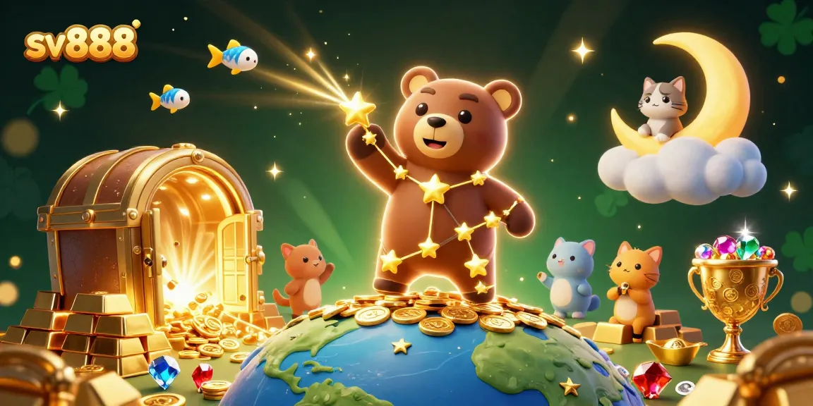 Scoop up exciting wins at sv888, with constellation bear and treasures in a dynamic casino scene.