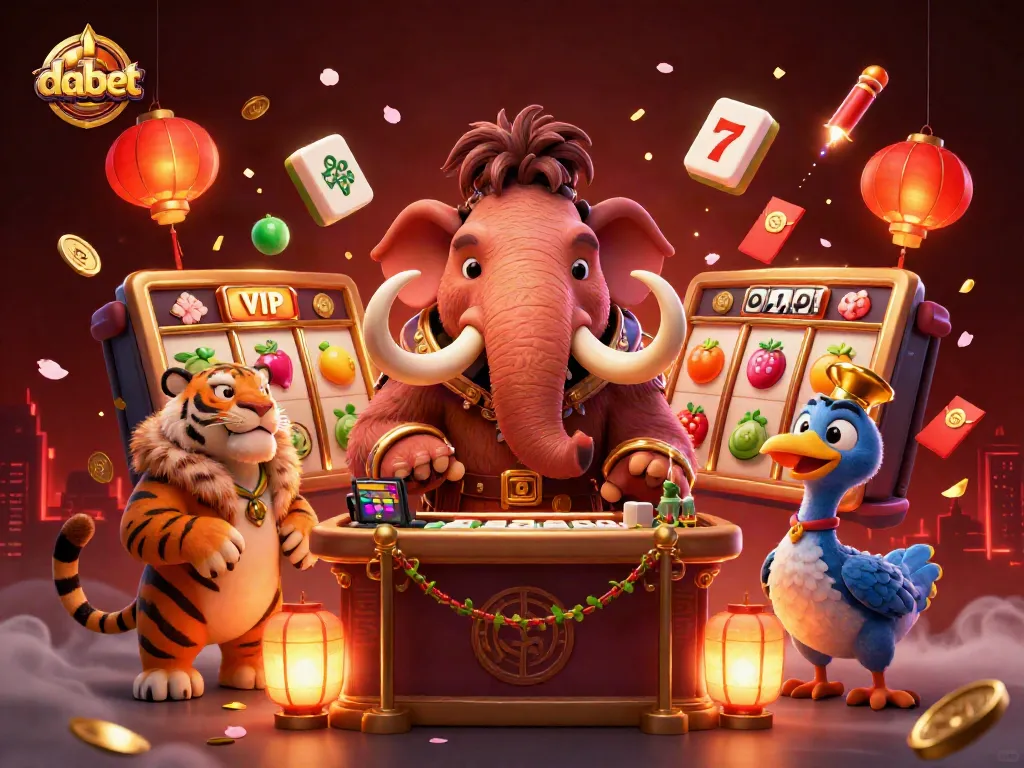 Dabet bouncer furiously checking IDs at a vibrant casino door while slot reels and jackpots surround the lively scene.