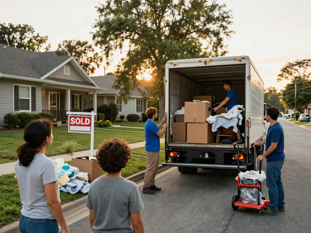 Professional house removals London team loading boxes and furniture into a truck, creating a smooth moving experience.