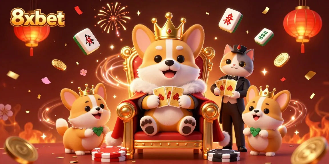 Immerse in the vibrant world of 8xbet, where corgis reign and cards fly amidst casino magic.