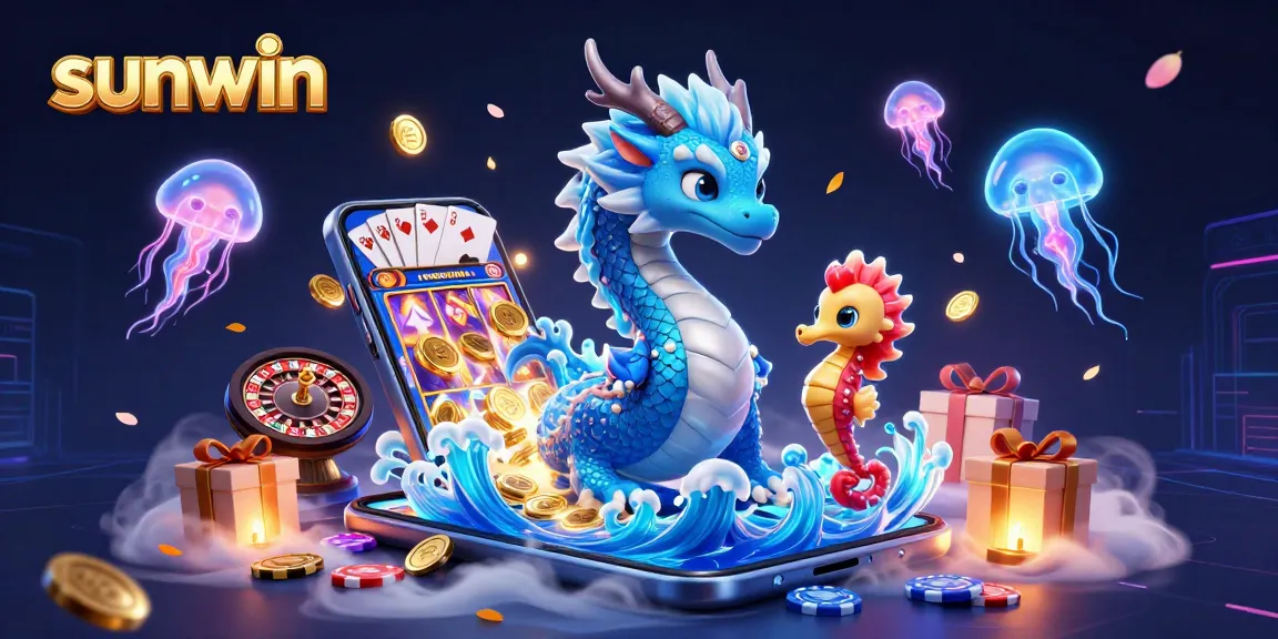 Experience winning spins with sunwin's vibrant casino adventure illustrated in 3D.