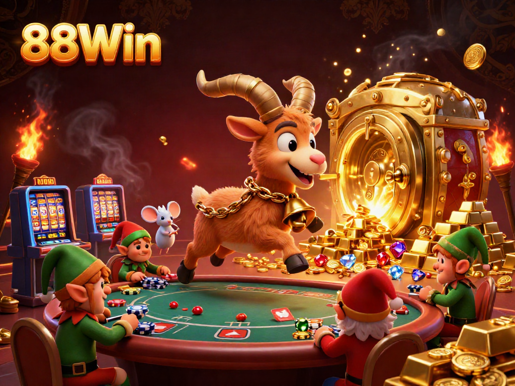 Engage in thrilling gameplay at 88Win's holiday-horror casino with festive characters and dazzling treasures.