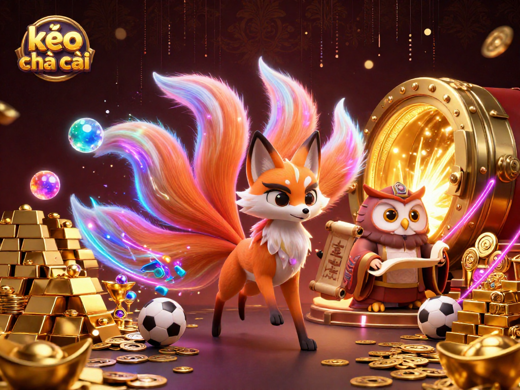 Experience dynamic sports betting with kèo nhà cái showcased in this vibrant 3D scene, full of treasure.