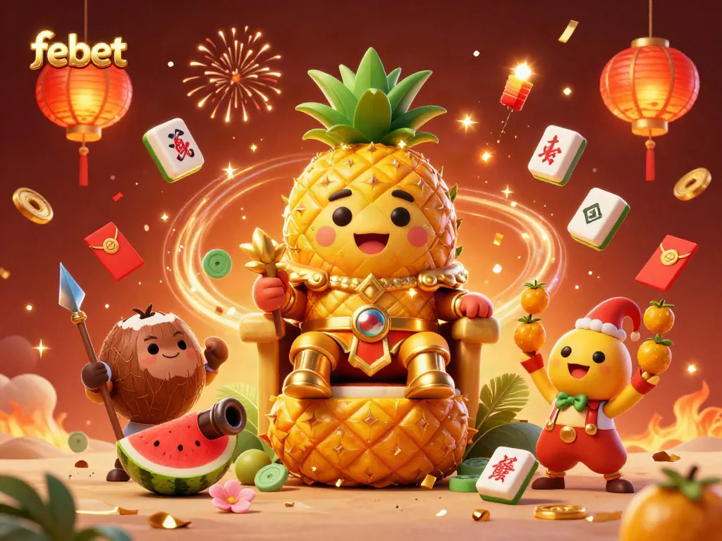 Engage in exciting games at Febet with vibrant casino characters and festive elements.