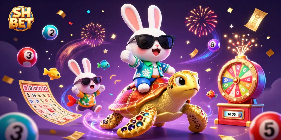 Experience thrilling wins with SH BET in a vibrant 3D casino adventure illustration.
