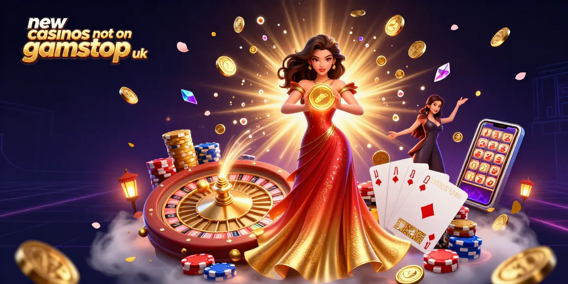 Engage with new casinos not on gamstop uk featuring a stunning Asian woman holding a golden coin amid dynamic gaming elements.