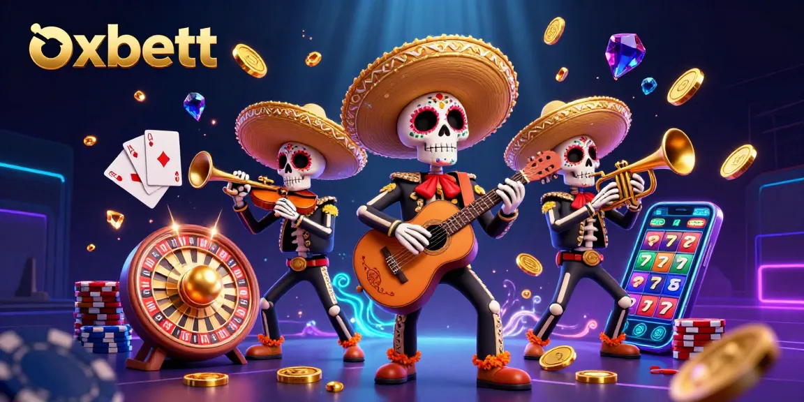 Experience the thrill with oxbett's dynamic casino scene featuring a vibrant mariachi band and exciting game elements.