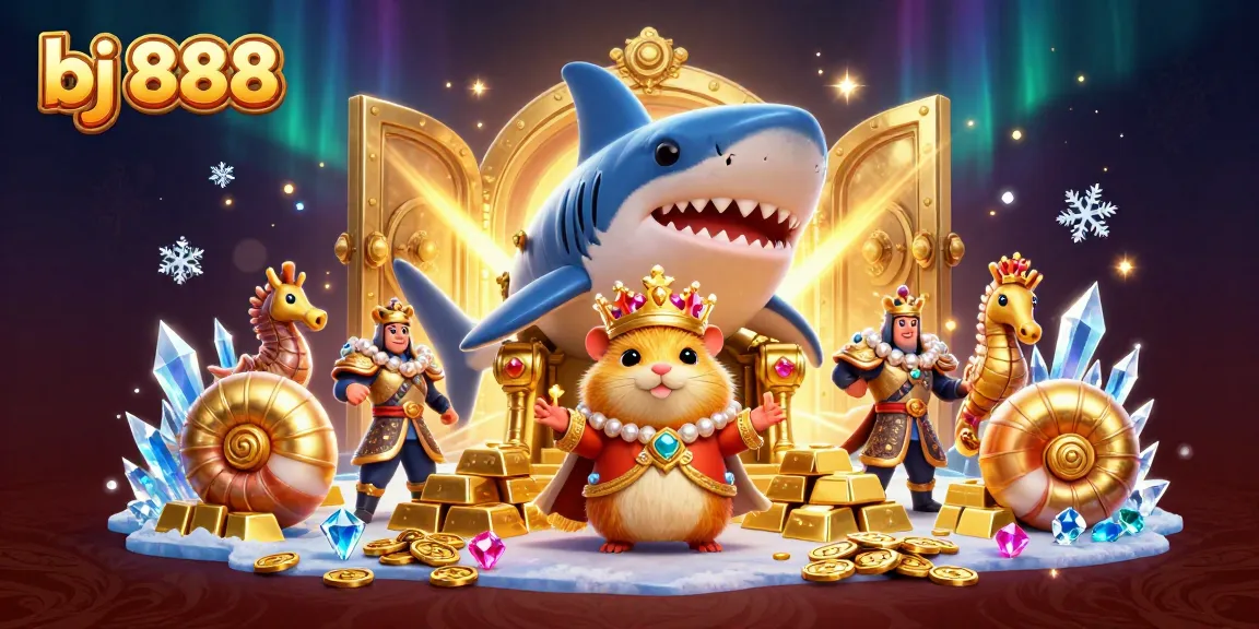 Experience thrilling casino riches with bj 888, featuring an opulent 3D treasure scene.