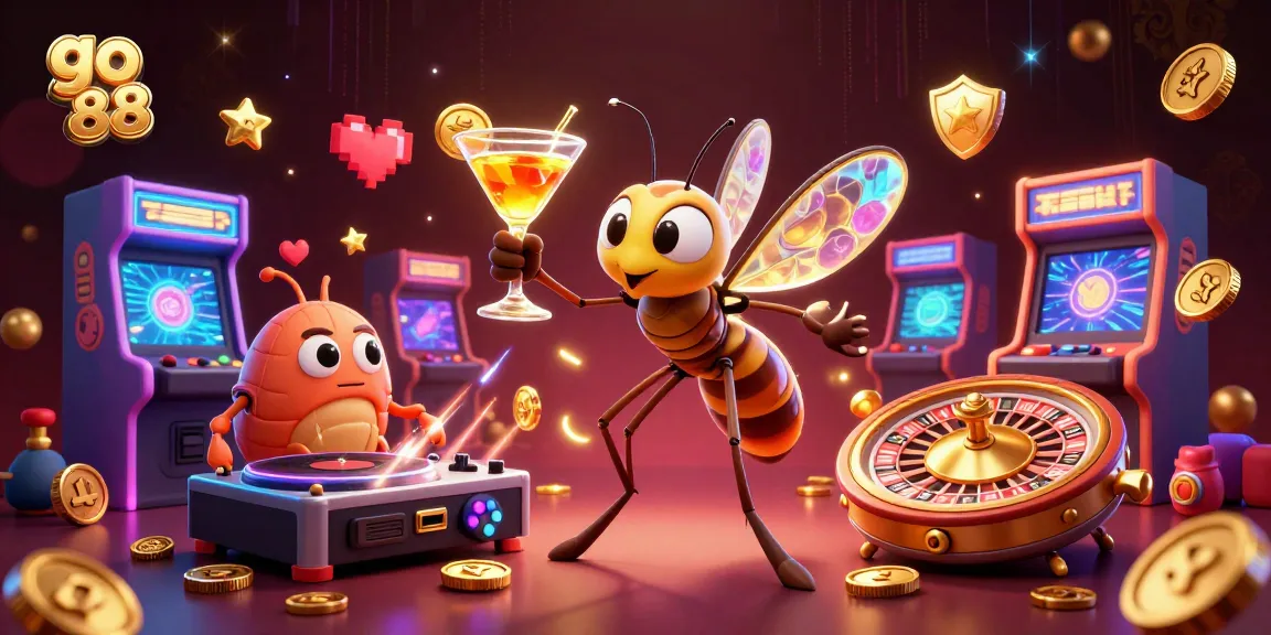 Experience gaming excitement with go 88's vibrant casino-themed digital illustration featuring unique characters.