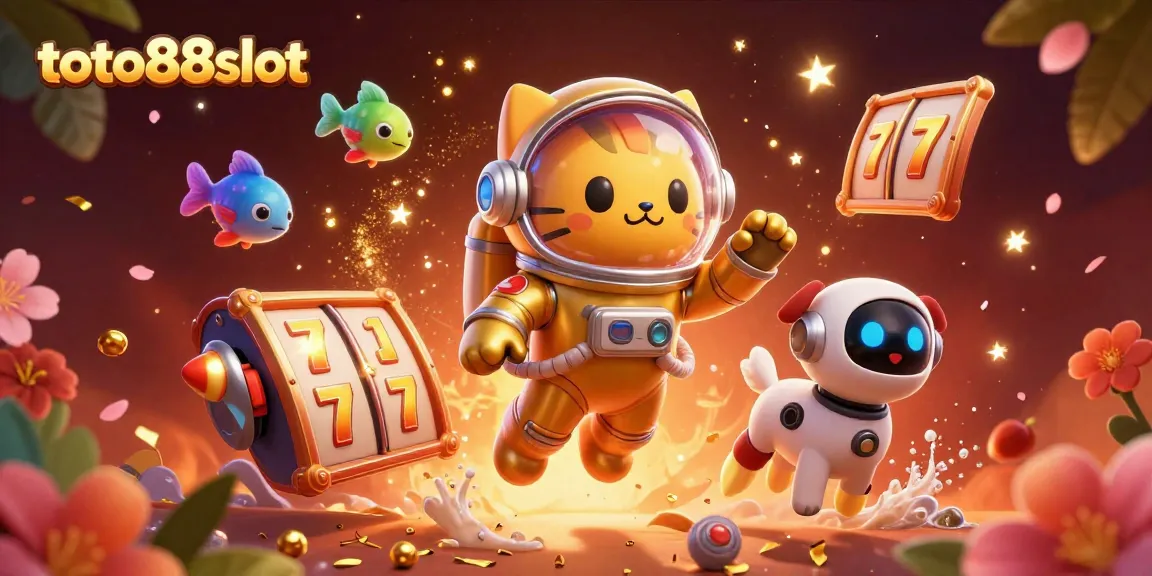 Play and win with toto88slot's dynamic jackpot slots in this vibrant and detailed casino scene.