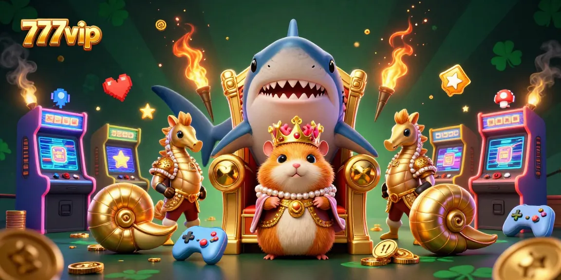 Experience thrilling gameplay at 777vip featuring vibrant 3D illustrations of charming characters amidst arcade and casino elements.