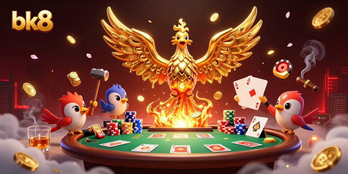 Experience thrilling poker action with bk8's molten golden phoenix and soaring poker chips.